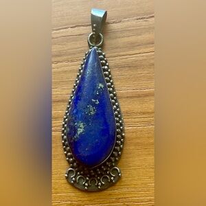 STERLING SILVER 925 LAZULI LAPIS OVAL PENDANT